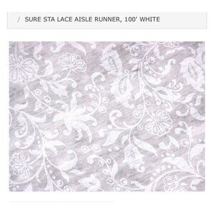 Sure Sta 125' x 3’ French Lace Church White Aisle Runner Wedding Bridal Decor